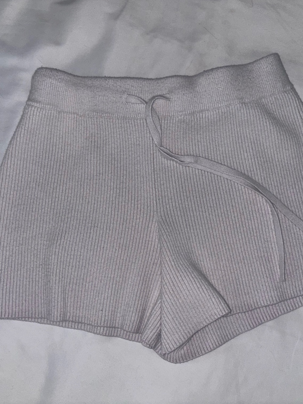 Abercrombie & Fitch Ribbed Drawstring Shorts - Pale Pink